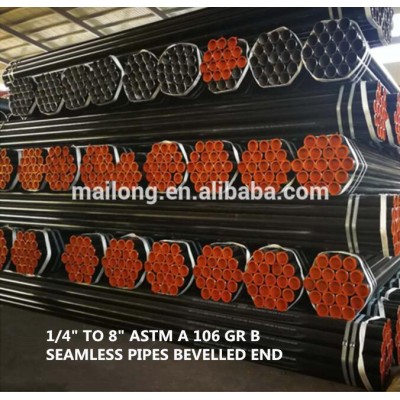 Carbon seamless steel pipe1/4" TO 8" ASTM A 53/ASTM A 106/API 5L Gr.B seamless steel pipes bevelled end on both