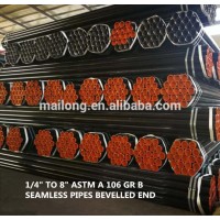 Carbon seamless steel pipe1/4" TO 8" ASTM A 53/ASTM A 106/API 5L Gr.B seamless steel pipes bevelled end on both